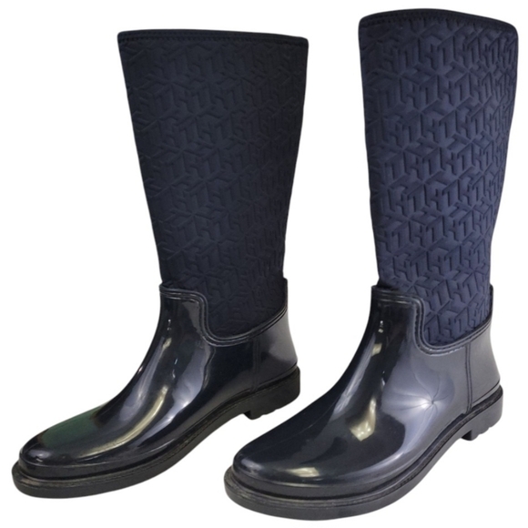 Tommy Hilfiger Womens SARAY' 8M NavyRubbber/Neoprene Knee High Ran Boot Size 10 - Picture 6 of 11